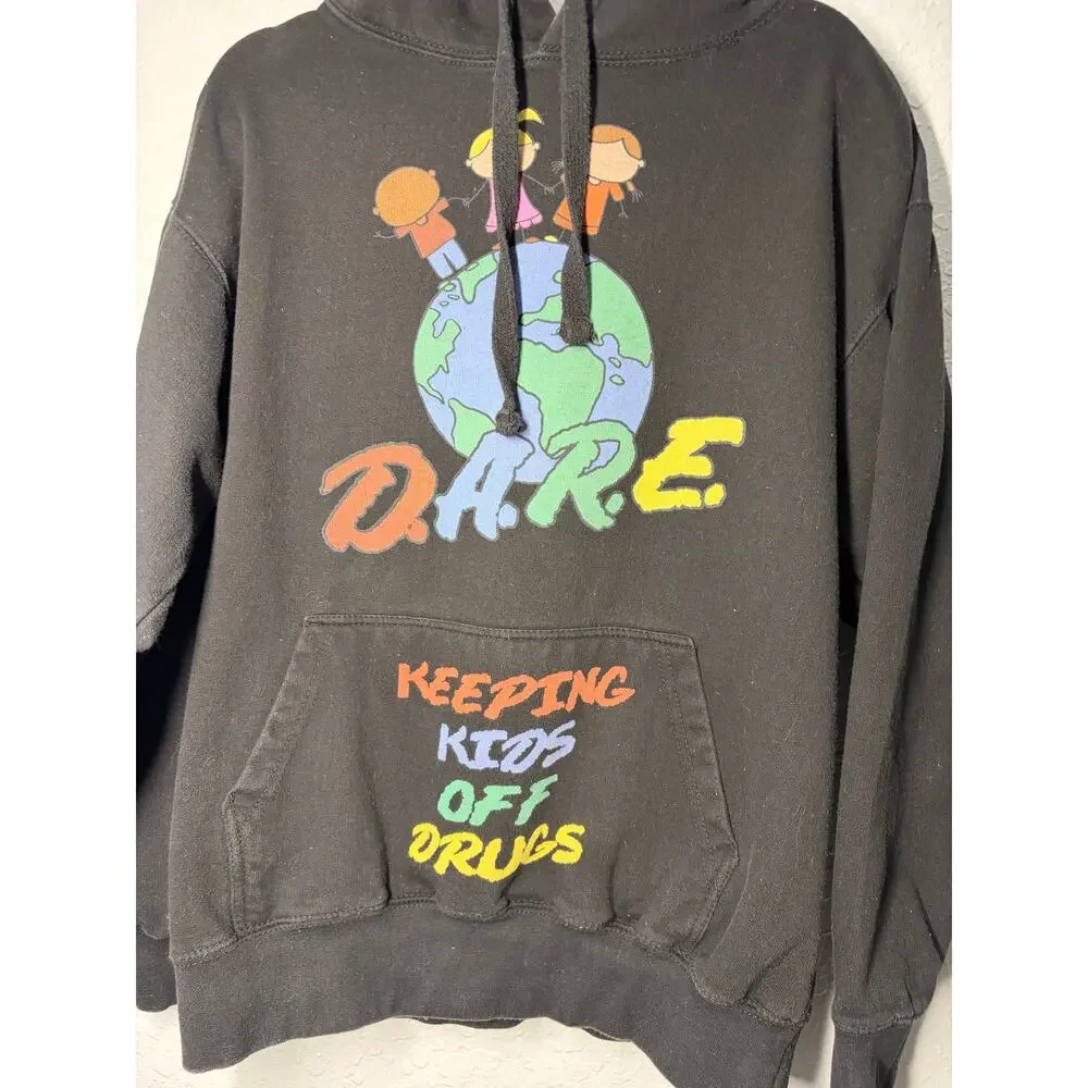 D.A.R.E Mens Black Hoodie Pullover Sweater Sz M